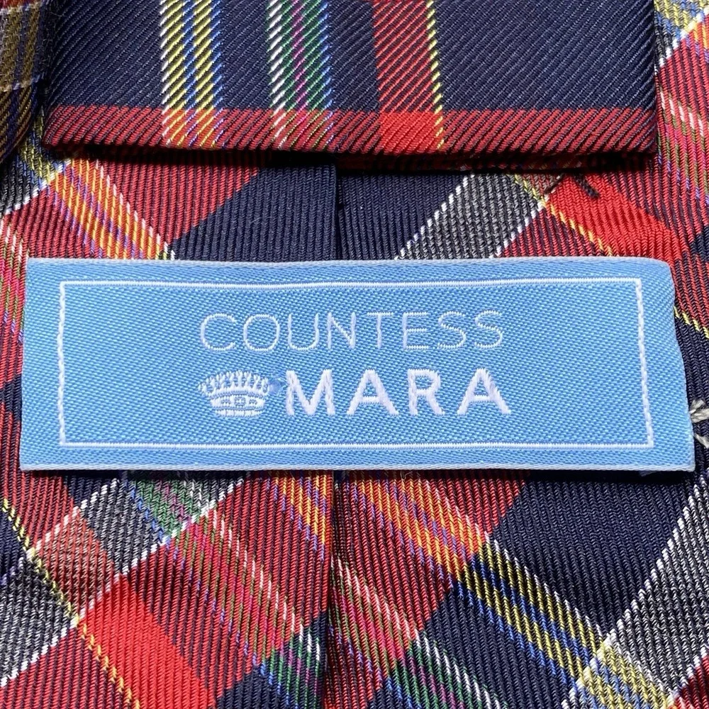 Countess Mara Necktie Plaid Red Navy Tartan Preppy Classic Traditional Dress